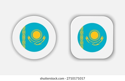 Ícone do Botão da Bandeira Nacional Arredondada do Cazaquistão