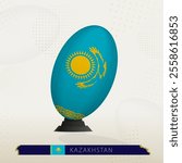 Kazakhstan Rugby Ball on Rugby Kicking Tees with Modern Design. Illustration perfect for sports, national pride, and rugby-related projects.