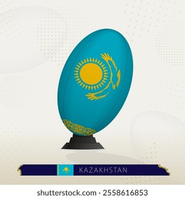 Kazakhstan Rugby Ball on Rugby Kicking Tees with Modern Design. Illustration perfect for sports, national pride, and rugby-related projects.