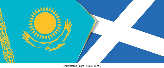 Kazakhstan and Scotland flags, two vector flags symbol of relationship or confrontation.