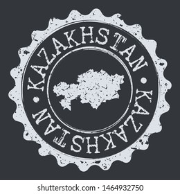 Kazakhstan Seal Map. Silhouette Postal Passport Stamp. Round Vector Icon Postmark.