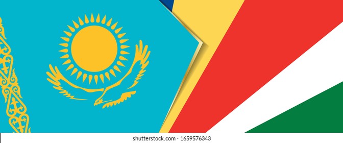 Kazakhstan and Seychelles flags, two vector flags symbol of relationship or confrontation.