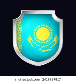 Kazakhstan Silver Shield Flag Icon