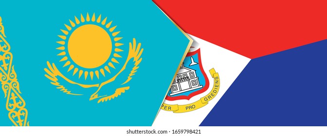 Kazakhstan and Sint Maarten flags, two vector flags symbol of relationship or confrontation.