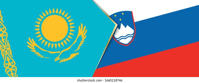 Kazakhstan and Slovenia flags, two vector flags symbol of relationship or confrontation.