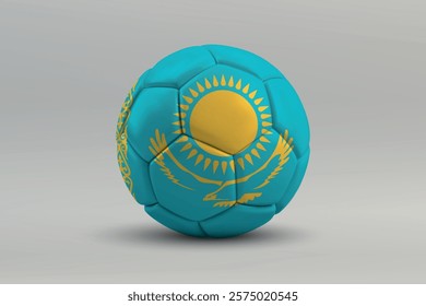 Kazakhstan soccer ball featuring the national flag design on a gray background