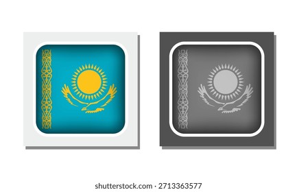 Kazakhstan Square Rounded Flag Icon