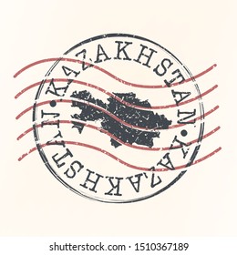 Kazakhstan Stamp Postal. Map Silhouette Seal. Passport Round Design. Vector Icon. Design Retro Travel.