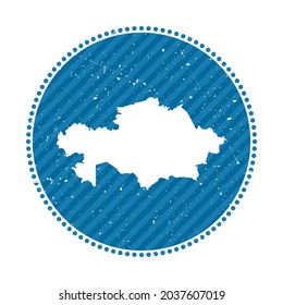 Kazakhstan striped retro travel sticker. Badge with map of country, vector illustration. Can be used as insignia, logotype, label, sticker or badge of the Kazakhstan.