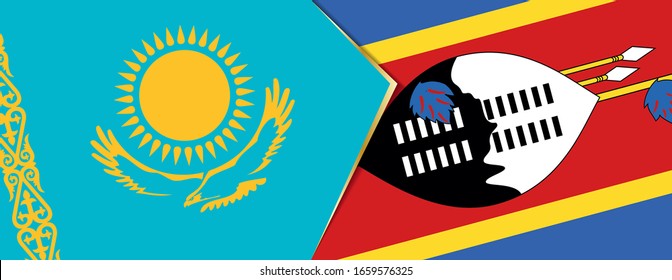 Kazakhstan and Swaziland flags, two vector flags symbol of relationship or confrontation.