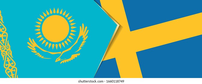 Banderas de Kazajistán y Suecia, dos banderas vectoriales símbolo de relación o enfrentamiento.