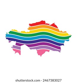 Kazakhstan swoosh silhouette rainbow map