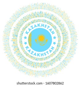 Kazakhstan symbol. Radiant country flag with colorful rays. Shiny sunburst with Kazakhstan flag. Amazing vector illustration.