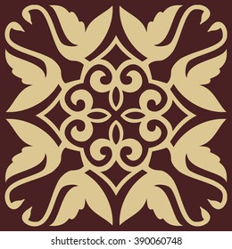 Kazakhstan traditional ornament. Colored vector ornament with swans. 