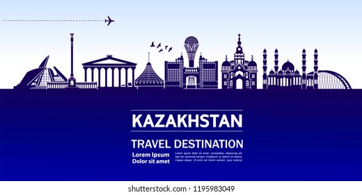 Kazakhstan Travel Destination vector.