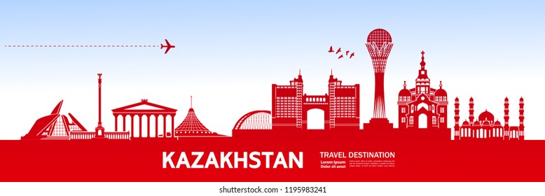 Kazakhstan Travel destination vector.