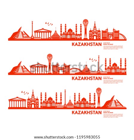 Kazakhstan Travel Destination vector.
