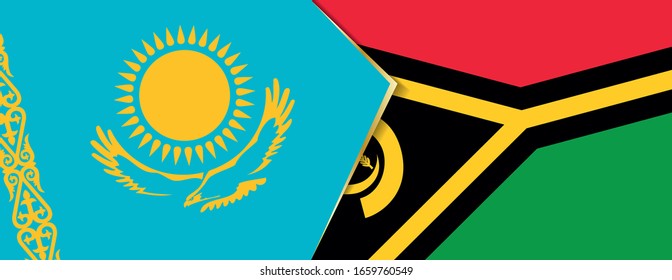 Kazakhstan and Vanuatu flags, two vector flags symbol of relationship or confrontation.