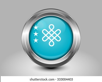 Kazakhstan Variant Flag. Metal Round Icons. This is File from the Collection Asian Flags