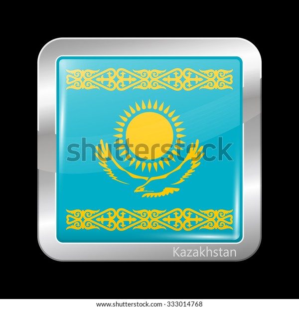 Kazakhstan Variant Flag Metallic Icon Square Stock Vector (Royalty Free ...