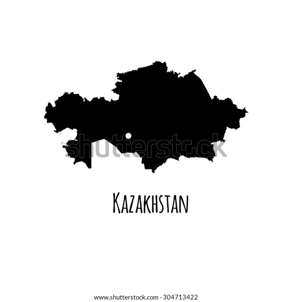 Kazakhstan Vector Black Outline Map Caption Stock Vector (Royalty Free ...