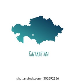 Kazakhstan vector map with color gradient and caption on white background. Can be used as element of your infographics or presentation