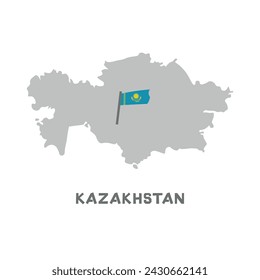 Kazakhstan vector map with the flag inside. Map of the Kazakhstan with the national flag isolated on white background. Vector illustration.