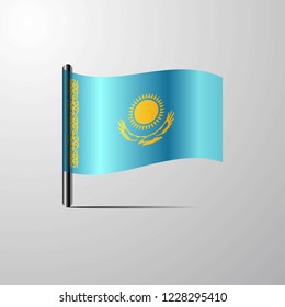 Kazakhstan waving Shiny Flag design vector