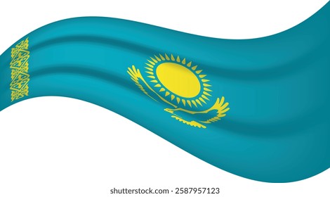 Kazakhstan wavy flag, waving flag vector illustration