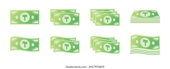 Kazakhstani Tenge Banknote Icon Set