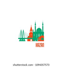 Kazan city emblem. Colorful buildings. Vector illustration.