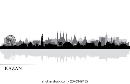 Kazan city skyline silhouette background, vector illustration