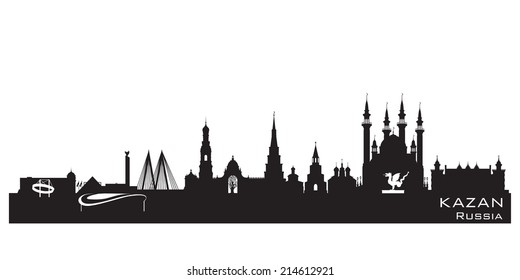 Kazan Russia city skyline Detailed silhouette. Vector illustration