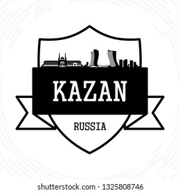Kazan skyline - schwarz-weißer Vektorgrafik