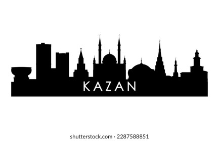 Kazan skyline silhouette. Black Kazan city design isolated on white background. 