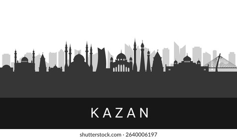 Kazan Skyline Silhouette  Cityscape Vector.