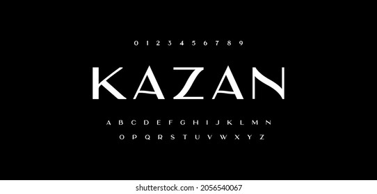 Kazan stylish elegant vector composite font. set of letters english alphabet. uppercase letters and numbers