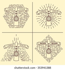 Kazoo Or Fife Logo. Vintage Styled Vector Illustration With Musical Instrument. Vector Clip Art. Retro Design Element For Music Store Packaging, Studio Or T-shirt Design.