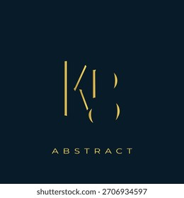 KB Abstractas diseño de logotipo dorado. Abstractas composición de símbolos de oro sobre un fondo azul marino oscuro