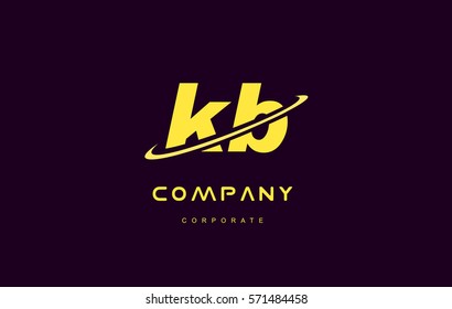 kb alphabet small letter combination purple yellow swoosh modern creative vector logo icon sign design template 