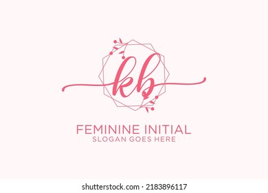 KB beauty monogram and elegant logo design handwriting logo of initial signature, wedding, fashion, floral and botanical with creative template.