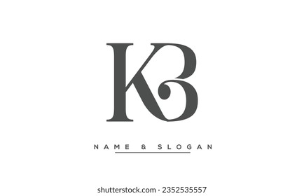 Monograma con el logotipo de las letras abstractas KB, BK