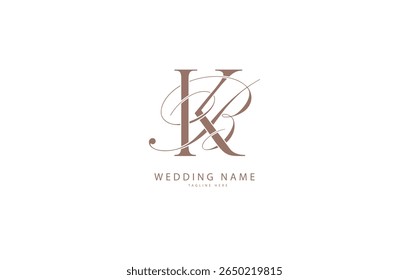 KB, BK Letras de Boda inicial Logo Monograma