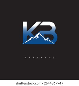  KB Creative Mountain Logo Bold Gradient Letter mark Branding Design for Business Outdoor Brands