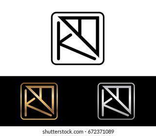 KB initial box shape Logo designs template
