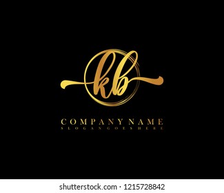 KB initial handwriting logo circle template vector