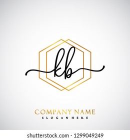 KB Initial Handwriting logo template vector