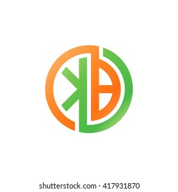 KB initial letters looping linked circle logo orange green