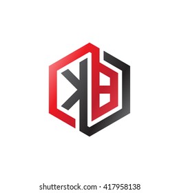KB initial letters looping linked hexagon logo red black