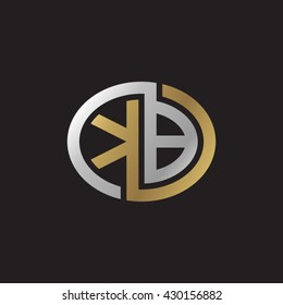 KB initial letters looping linked ellipse elegant logo golden silver black background